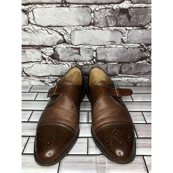 MEZLAN ATHENS Brown Leather Oxford Buckle Dress Monk Strap Shoes Men Sz 8.5M US main image 6